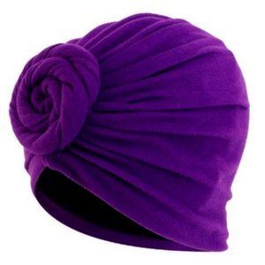 Purple Turban Head Wraps Silk Satin Lined Sleep cap beanie hat gift